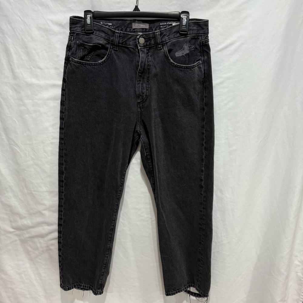 DL1961 Emilie Straight Ultra High Rise Black Vintage Ankle Jeans Women's Size 30